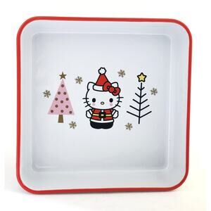 BAKING DISH-HELLO KITTY-Christmas Theme-9"x 9"x2"-White with Red-Orig packaging